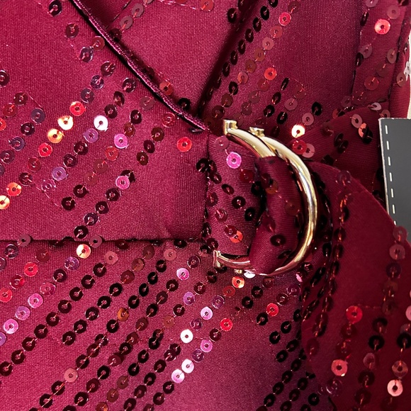 Luxology Red Sequin Cocktail Dress, Short Sleeve Party Dress Size Small - Picture 3 of 7